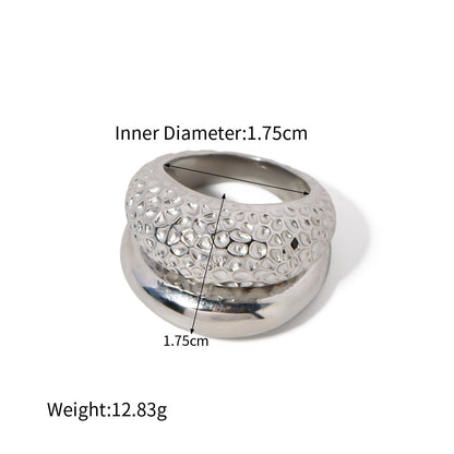 18k gold classic and fashionable double-layer hammered design ring