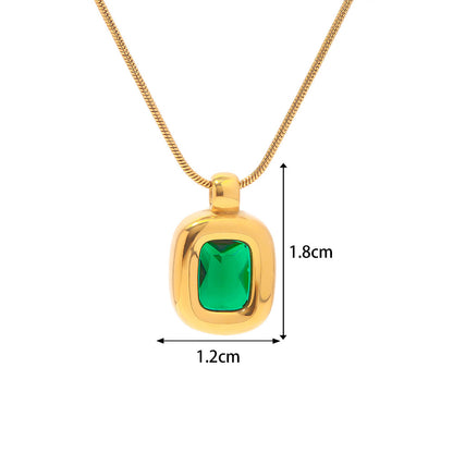 18 Karat Gold Zarte Fashion Set Grüne Zirkon-Anhänger-Halskette