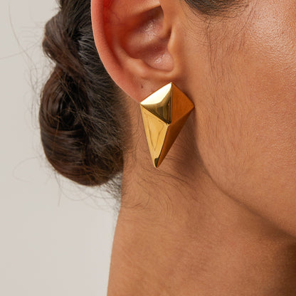 18k gold classic simple rhombus design earrings