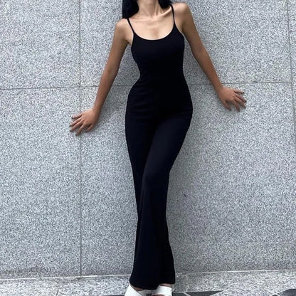 Xeemilo Sexy Backless Spaghetti Strap Jumpsuit Woman Summer Black Skinny Bodycon Bodysuit Pants Holiday Ladies Casual Jumpsuits