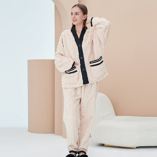 Women's Fashion Coral Fleece Pajamas Pajamas Set