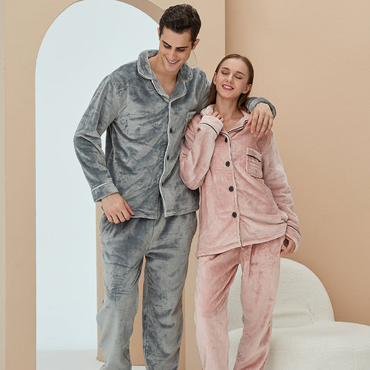 Women's Fashion Coral Fleece Thickened Loungewear Suit