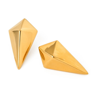 18k gold classic simple rhombus design earrings