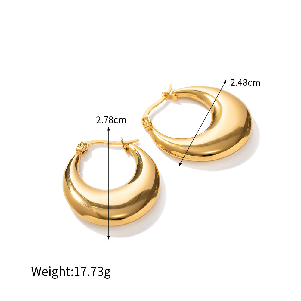 18K Gold Classic Fashion U-shaped Design Versatile Earrings