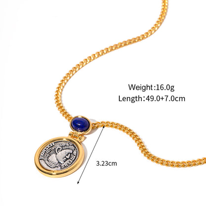 18K gold high-end light luxury lapis lazuli palace retro jewelry set