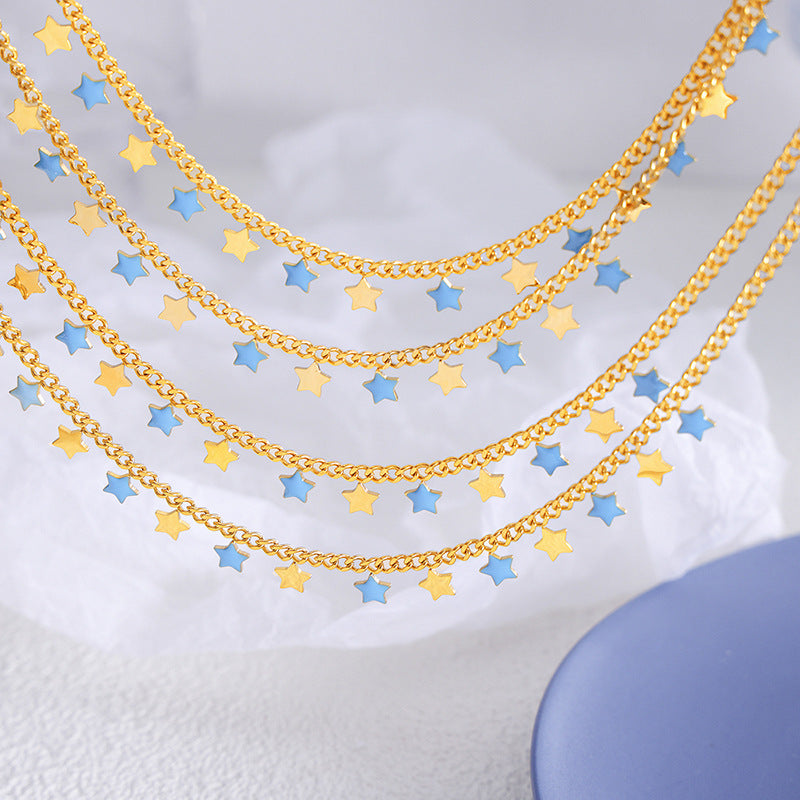 18K gold light luxury and noble star design versatile necklace