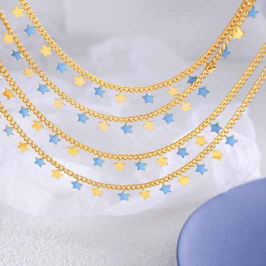 18K gold light luxury and noble star design versatile necklace