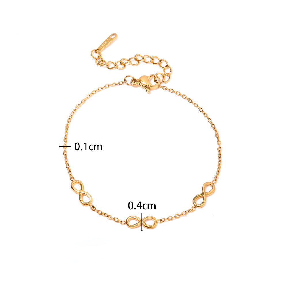 18K Gold Exquisite Fashion Infinity Symbol Design Versatile Bracelet