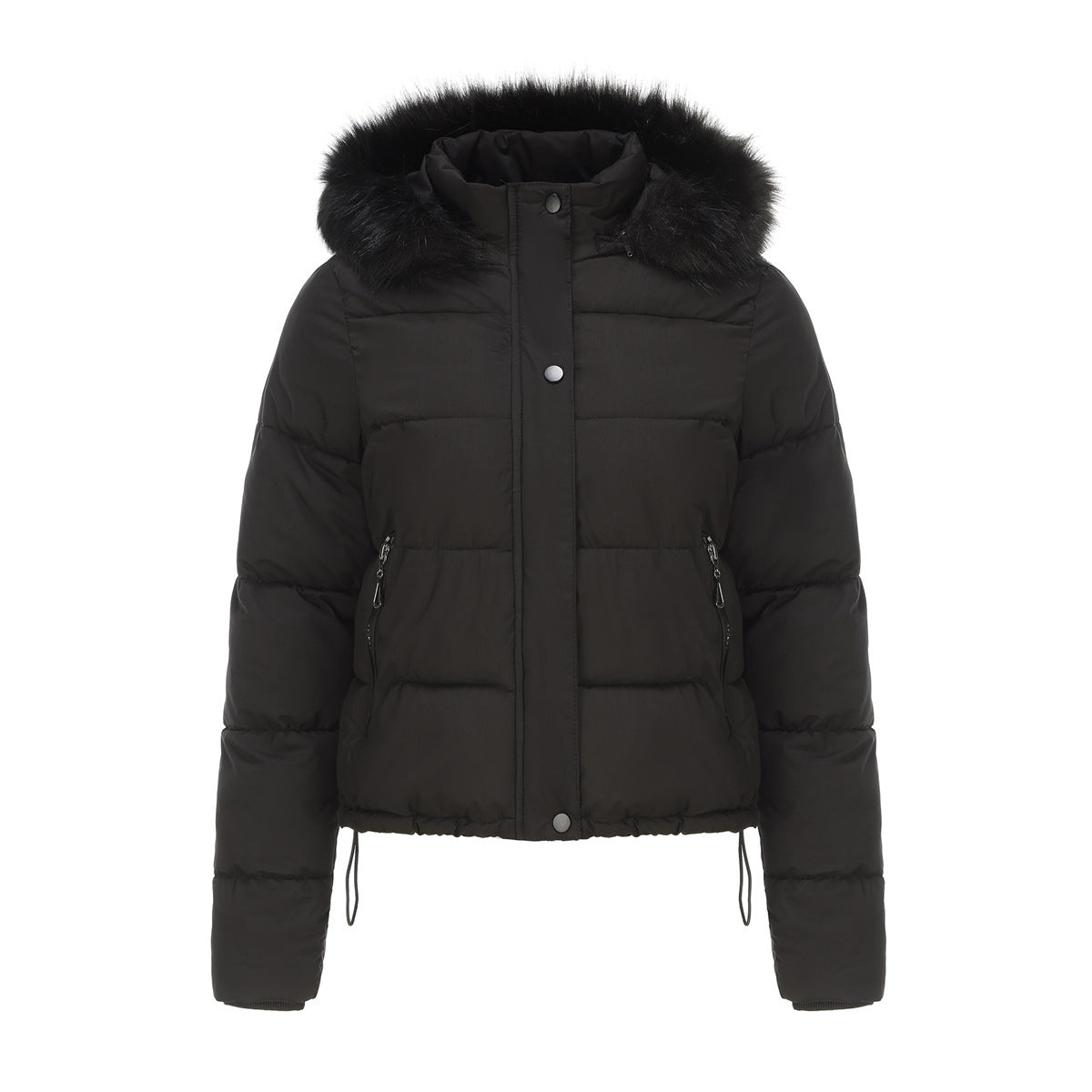 Manteau chaud en coton à manches longues pour femme, chapeau détachable en velours court, automne et hiver