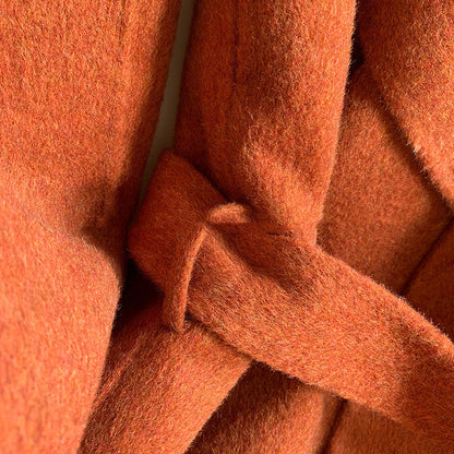 Albaka Alpaca Fleece Turn-Sleeve Bathrobe Style Waist-Tucked Temperament Long Double-sided Coat