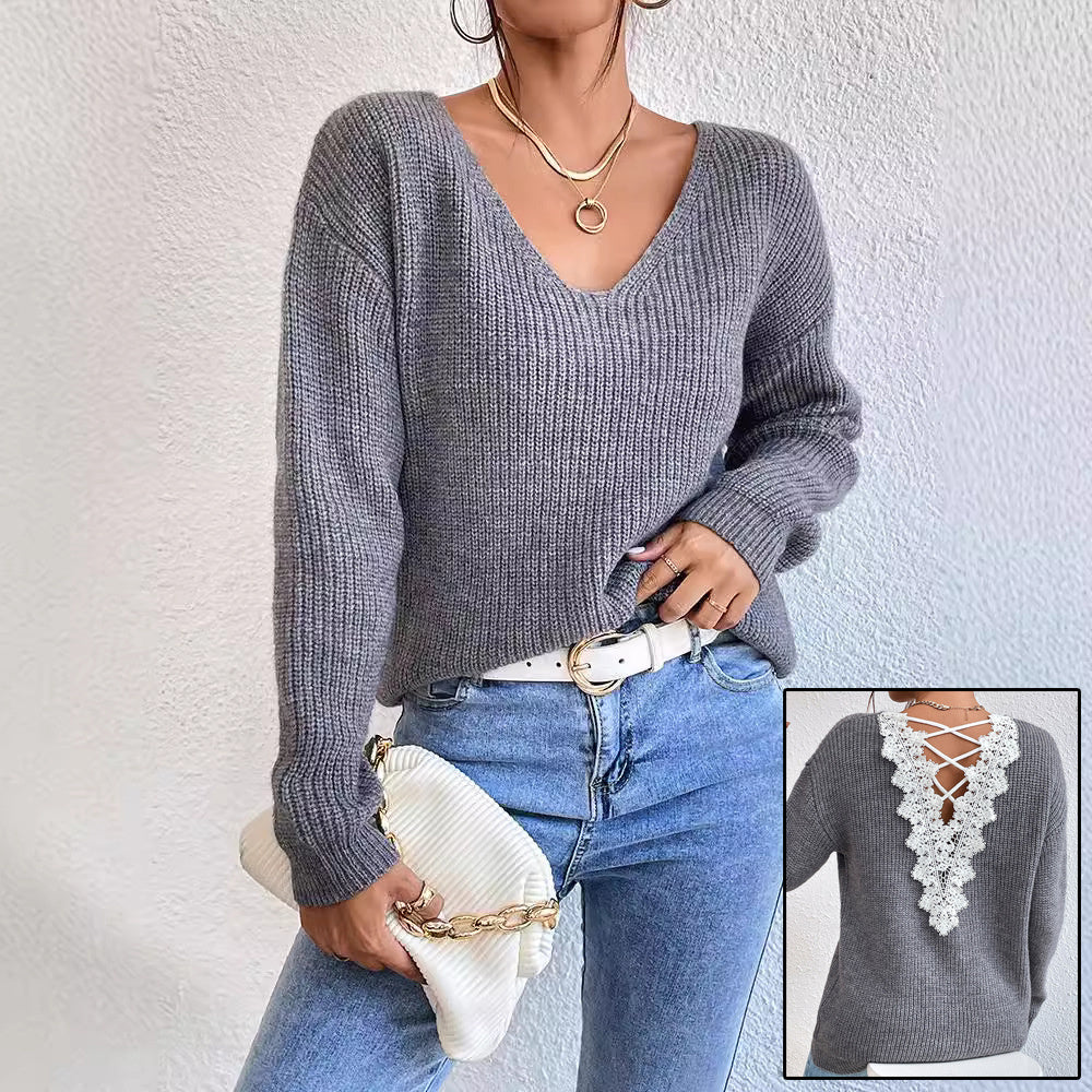 Y2k Clothes V-neck Sweater Ladies Winter Backless Streetwear Bandage Cashmere Sweater Women High Quality Fashion Clothes