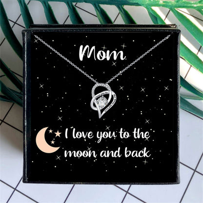 Fashion Cutout Heart Inlaid Zircon Gift Box Pendant Necklace for Mom