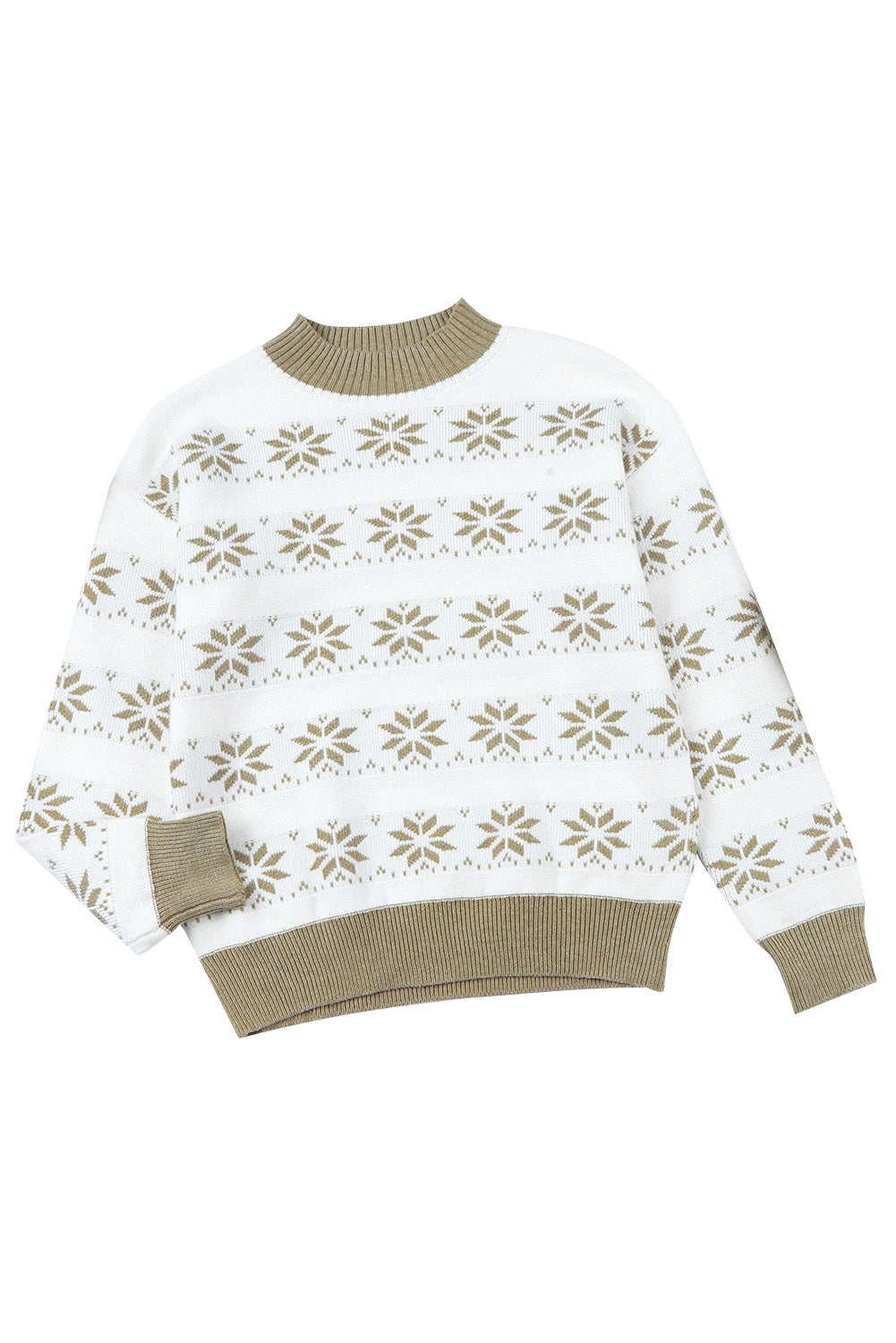 Pull de Noël blanc en tricot à col montant et flocon de neige