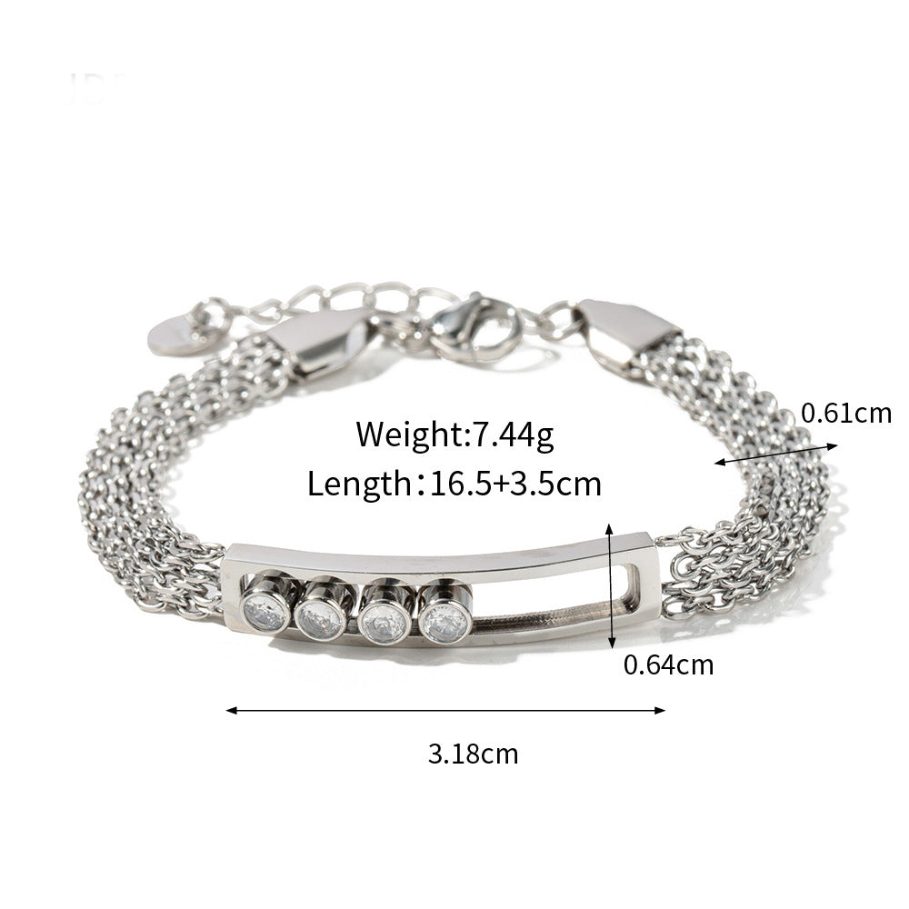 Bracelet polyvalent en or 18 carats, luxe léger et noble incrusté de zircons