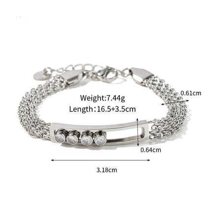 Bracelet polyvalent en or 18 carats, luxe léger et noble incrusté de zircons