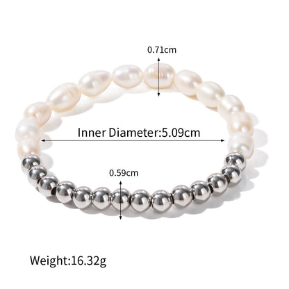 18K gold classic fashionable round beads and pearl bead design versatile bracelet