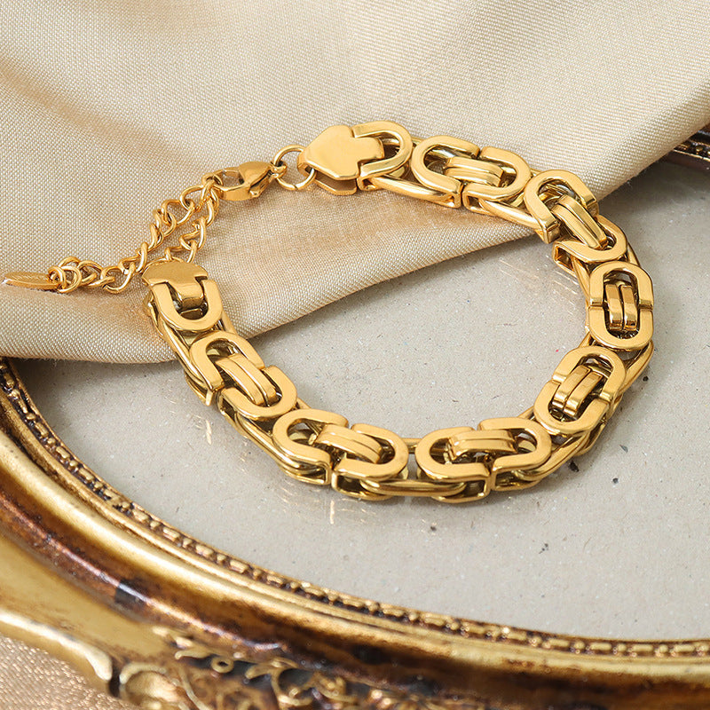 18K gold retro hip-hop style design bracelet