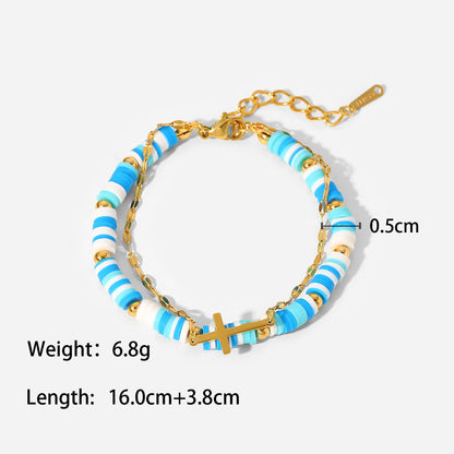 18K Gold Exquisite and Fashionable Soft Clay Colorful Ring Design Versatile Bracelet