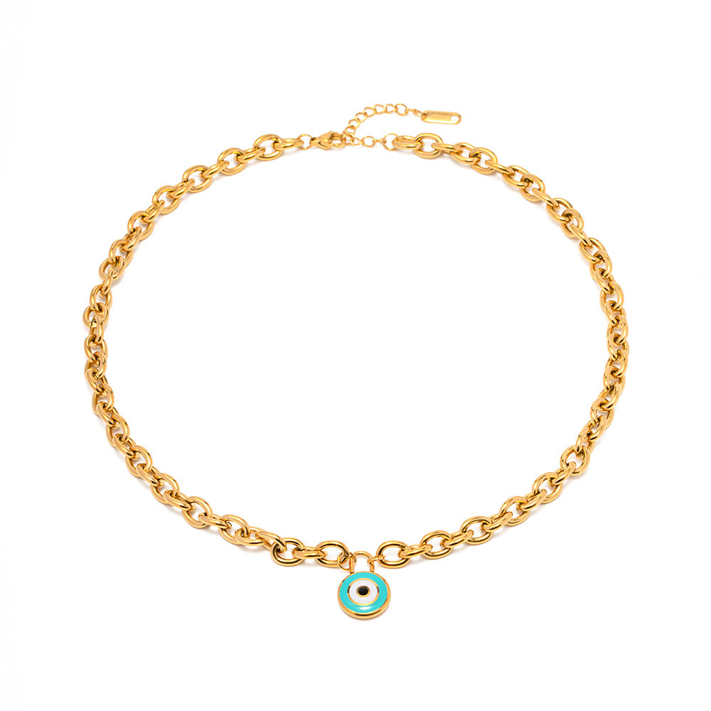 18K Gold Noble Atmosphere Concentric Circle Design Versatile Necklace