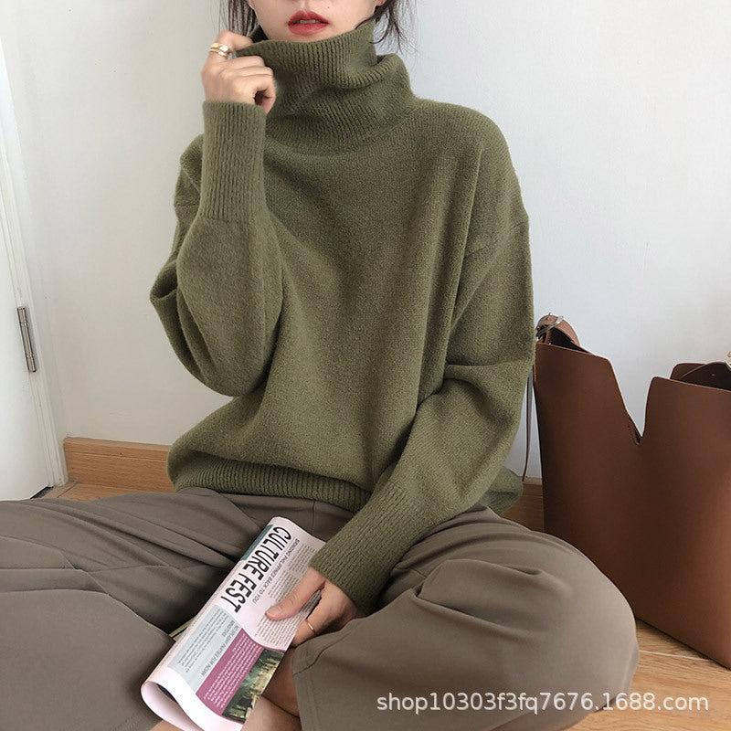 Turtleneck Pullover Lazy Style Padded Sweater