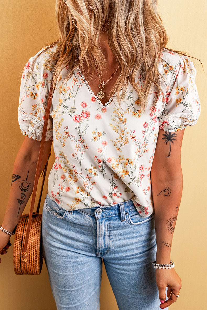 T-shirt floral personnalisé à la mode pour femmes