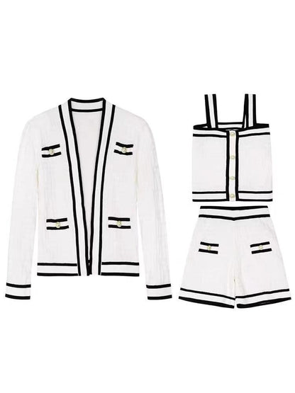 Costume trois pièces tricoté Cardigan pour femme