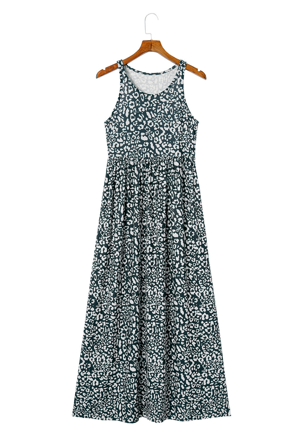 Rosafarbenes Maxi-Tanktopkleid mit Leopardentaschen