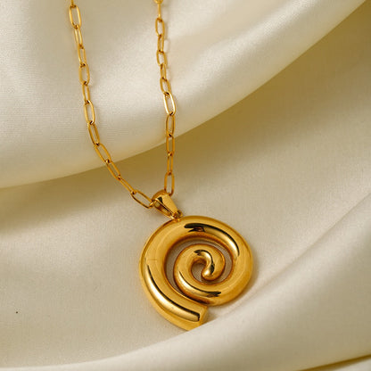 18k gold trendy and fashionable threaded circle design pendant necklace