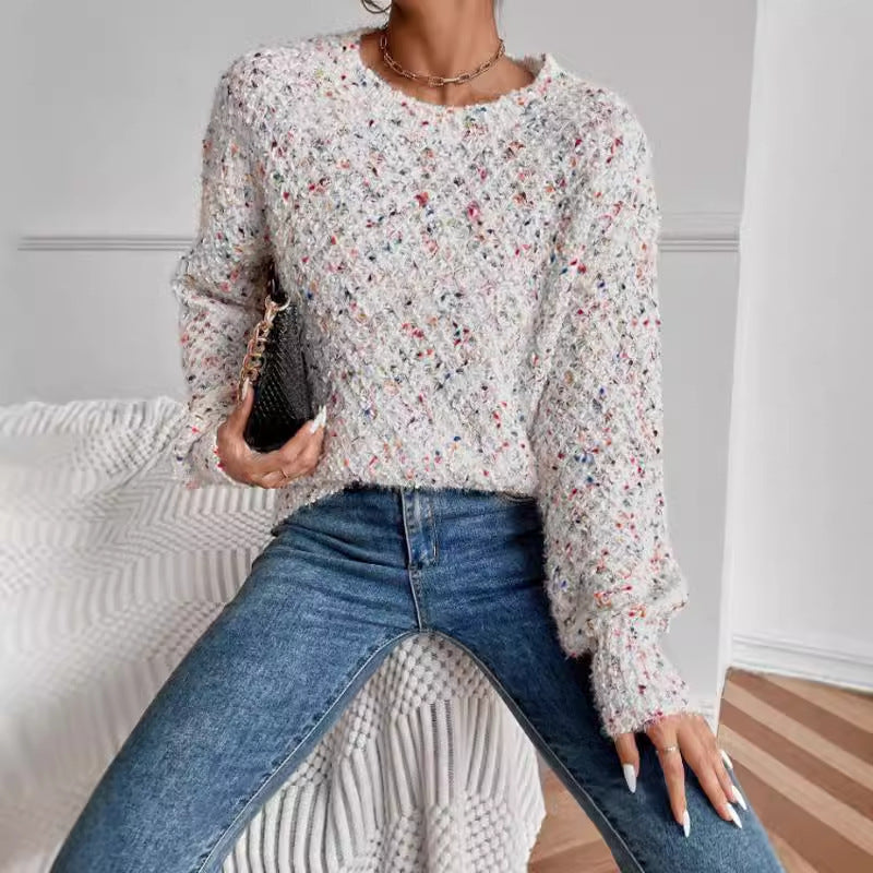 Autumn And Winter Round Neck Pullover Long Sleeve Knitted Top