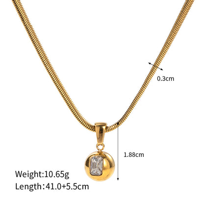 18K Gold Trendy Fashion Bead Inlaid Zircon Design Light Luxury Style Necklace