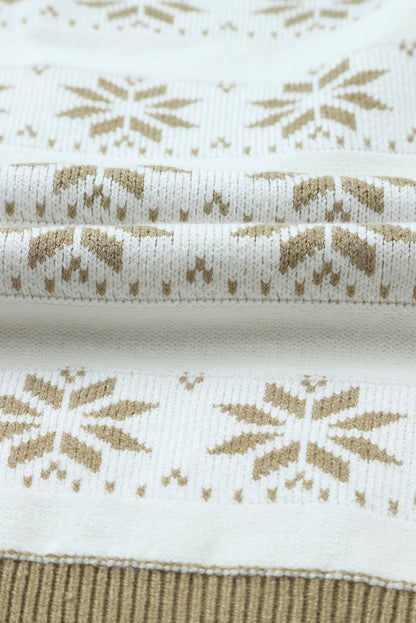 Pull de Noël blanc en tricot à col montant et flocon de neige