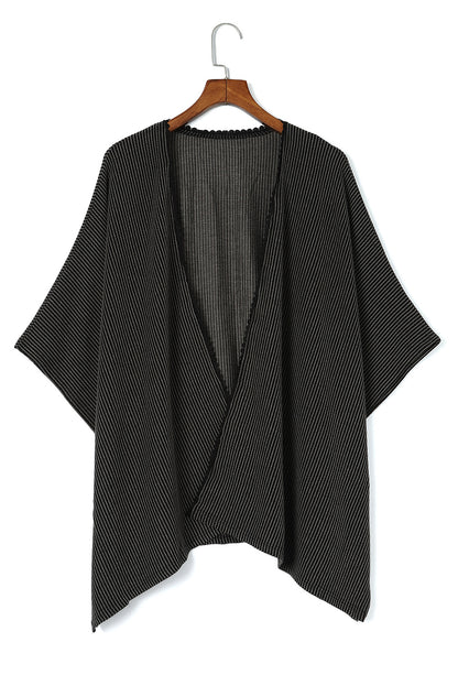 Apricot Lace Trim Ribbed Oversize Kimono