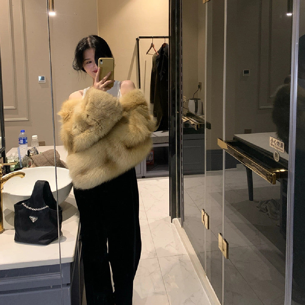 Women's Fashion Leopard Fur Coat