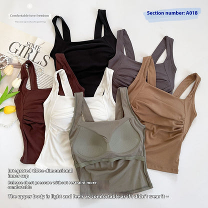 Camisole pour femme avec bretelles intérieures et coussinet de poitrine