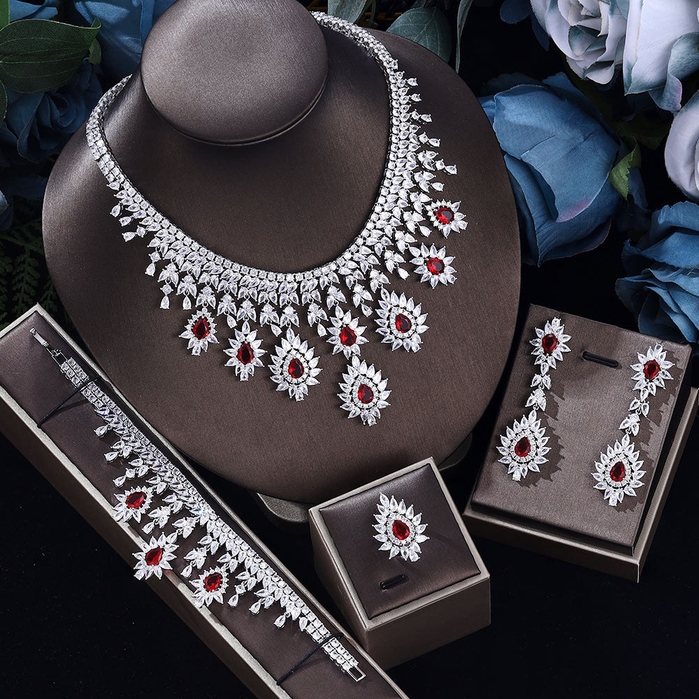 Ensemble de bijoux collier et boucles d'oreilles de mariage Vintage pour femmes