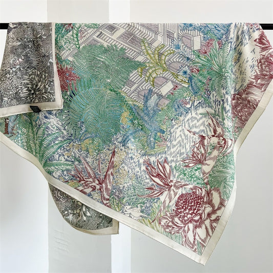 Foulard double face en laine de soie de différentes couleurs FINSBURY Forêt tropicale humide