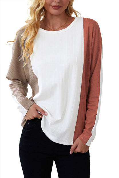 Apricot Colorblock Dolman Knit Top