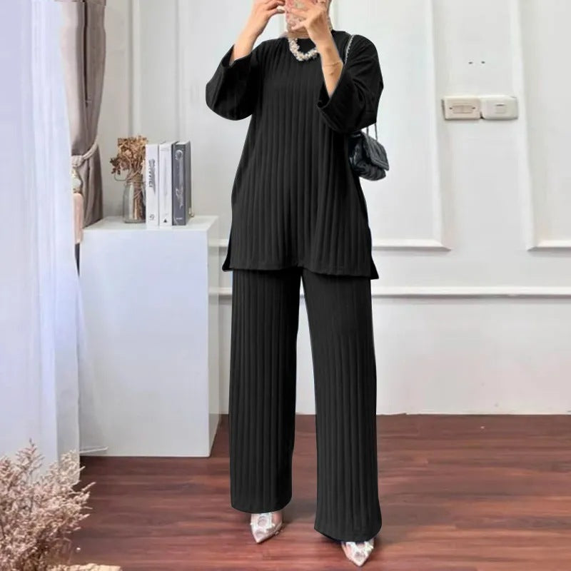 Women's Wear With Fall Long Sleeve Shirt Wide Leg Pants Clothing Sportswear Jacket