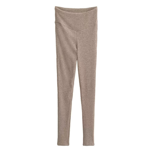 Doppellagige Strick-Leggings mit hoher Taille für Damen