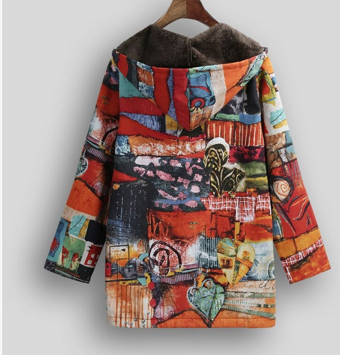 Versear Ethnic Frauen Jacke Bunte Graffiti Print Faux