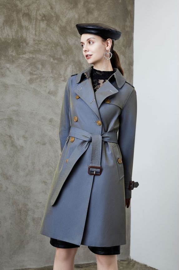 Element Langer Trenchcoat für Damen Frühling Herbst Chamäleon Trenchcoat für Damen Eleganter britischer Zweireiher