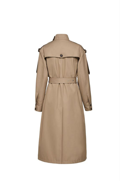 Element Autumn Gracekelly Leather Patchwork Two Color Simple Graceful Elegant Lengthened Trench Coat