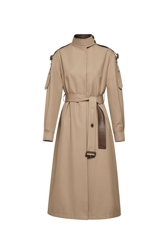 Element Herbst Gracekelly Leder Patchwork Zweifarbig Einfach Anmutig Elegant Verlängert Trenchcoat