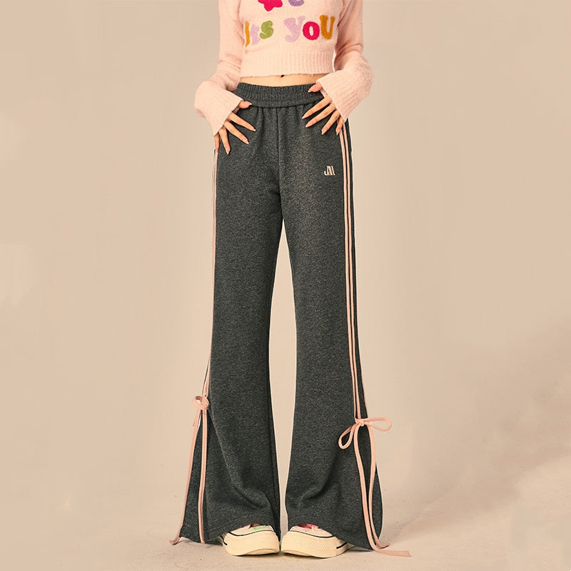 Autumn And Winter New Sweet Cute Simple Knitting Bootcut Pants Women