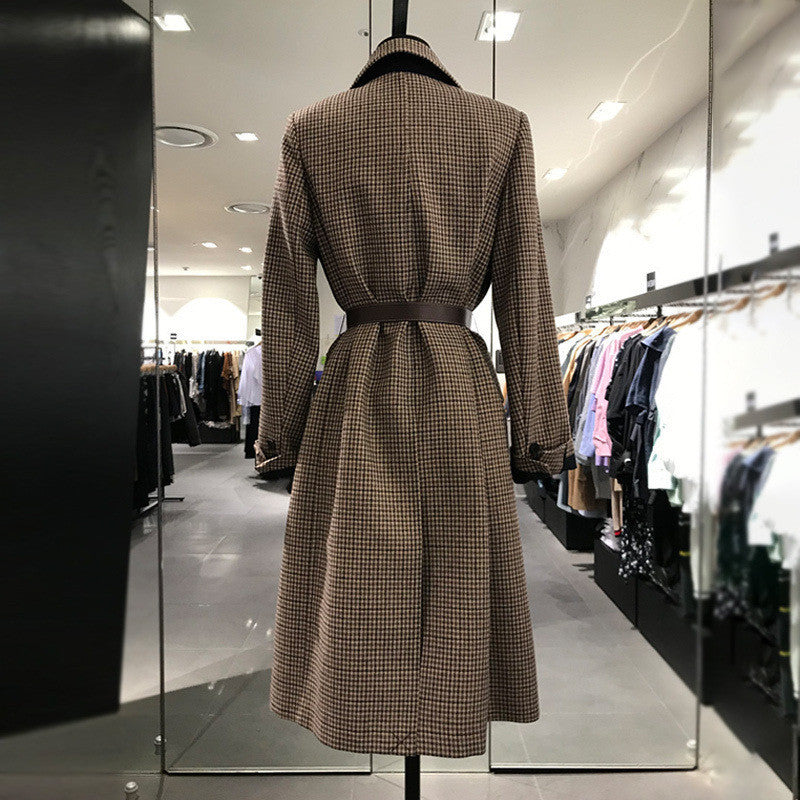 Manteau coréen en laine à carreaux