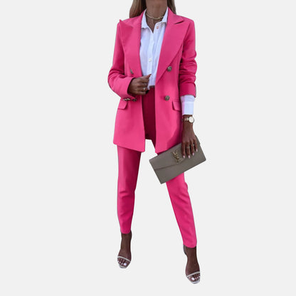 Women's Solid Color Fashion Casual Jacket Trousers Suit