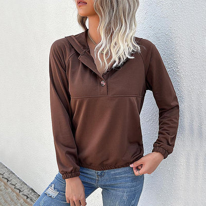 Pull à capuche à manches longues pour femme, couleur unie, vêtements d'automne et d'hiver