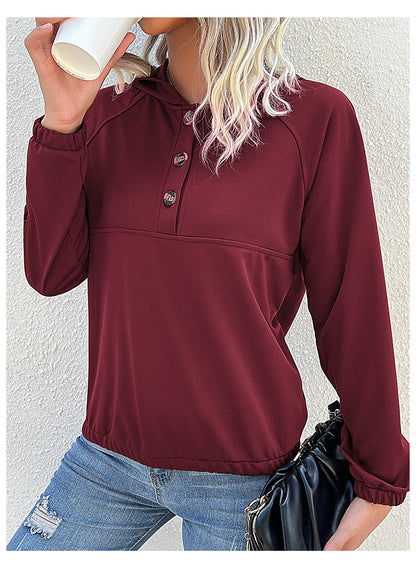 Pull à capuche à manches longues pour femme, couleur unie, vêtements d'automne et d'hiver