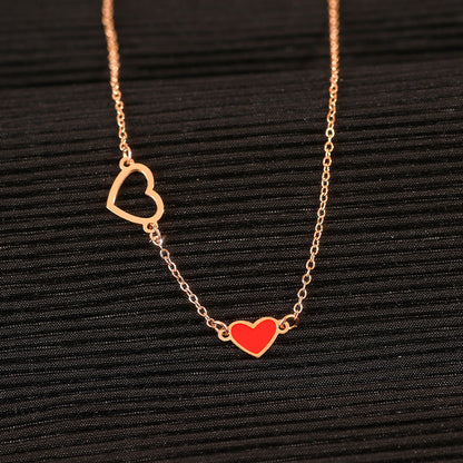 18k Gold Exquisite Light Luxury Red Heart Design Versatile Anklet