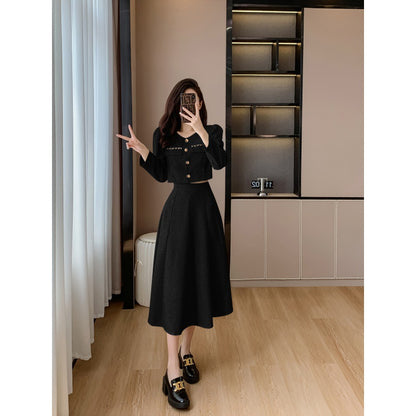 Chic Chanel-style Short Coat Skirt Adult Lady Like Woman High-grade Two-piece Suit